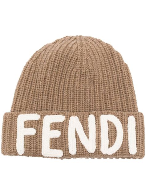 fendi cuffia con logo senape|fendi hats for women.